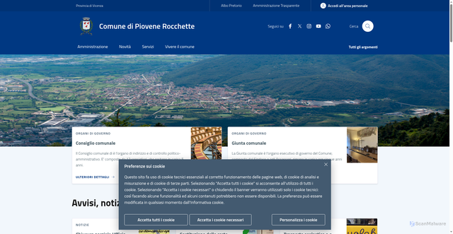 Security scan screenshot of https://www.comune.piovene-rocchette.vi.it