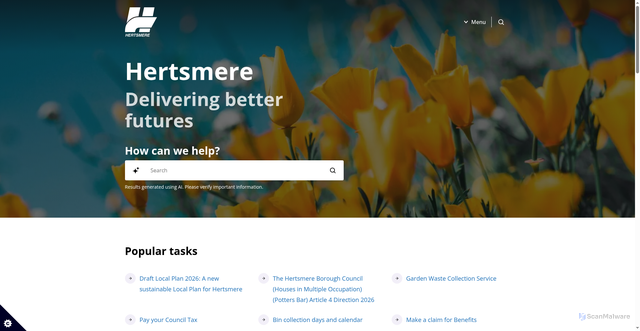 Security scan screenshot of https://hertsmere.gov.uk
