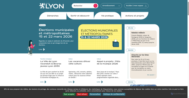Security scan screenshot of https://www.lyon.fr/