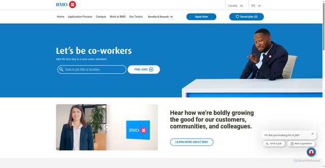 Security scan screenshot of https://jobs.bmo.com/