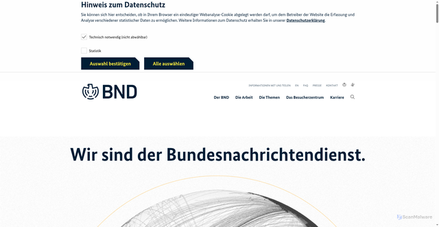 Security scan screenshot of https://www.bnd.bund.de/DE/Startseite/startseite_node.html