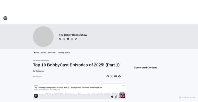 Security scan screenshot of https://thebull1047.iheart.com/featured/bobby-bones/content/2025-12-30-834-bobby-bones-presents-the-b-top-10-bobbycast-episodes-of-2025-part-1/