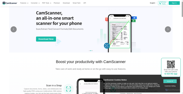 Security scan screenshot of https://www.camscanner.com