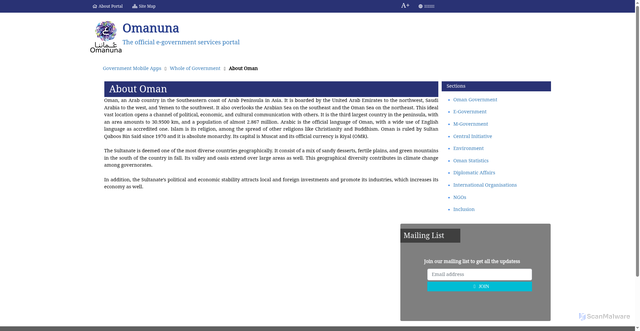 Security scan screenshot of https://apps.oman.om/en/home-top-level/whole-of-government/oman-government/about-oman