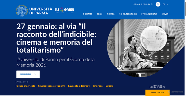 Security scan screenshot of https://www.unipr.it/