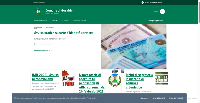Security scan screenshot of https://www.comune.gosaldo.bl.it