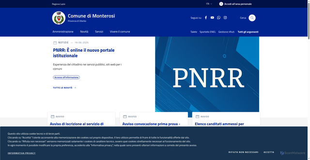 Security scan screenshot of https://www.comune.monterosi.vt.it/
