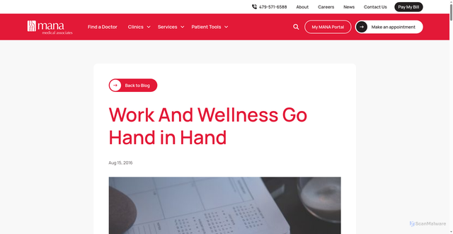 Security scan screenshot of https://mana.md/work-and-wellness-go-hand-in-hand/