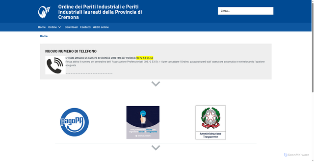 Security scan screenshot of https://www.peritindustrialicremona.it/