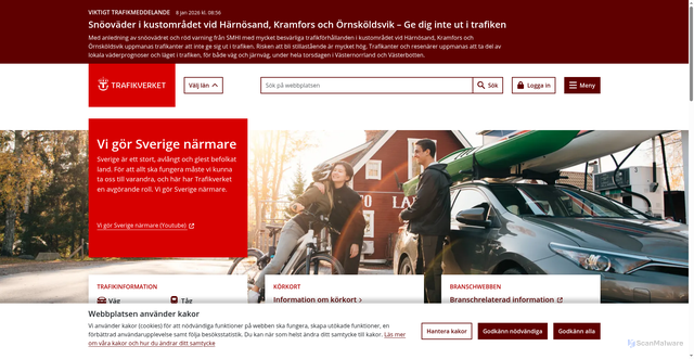 Security scan screenshot of https://www.trafikverket.se
