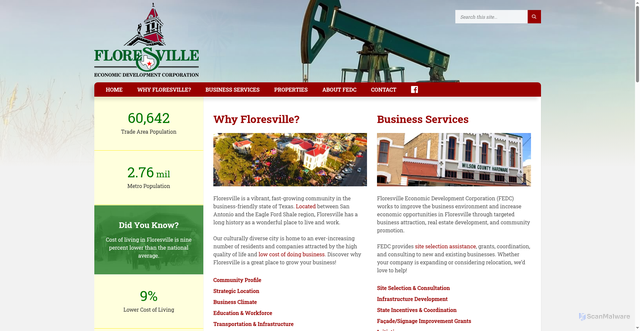 Security scan screenshot of https://www.floresvilleedctx.gov/