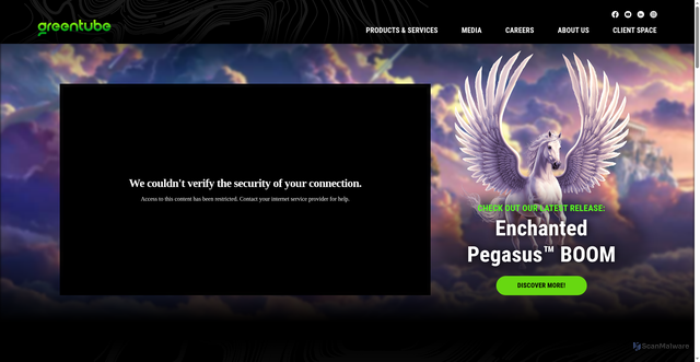 Security scan screenshot of https://greentube.com