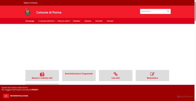 Security scan screenshot of https://www.comune.ponna.co.it/hh/index.php