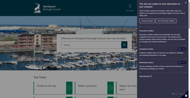 Security scan screenshot of https://www.hartlepool.gov.uk/