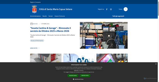 Security scan screenshot of https://www.comune.santa-maria-capua-vetere.ce.it/it