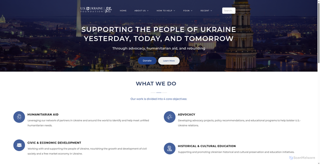 Security scan screenshot of https://usukraine.org/
