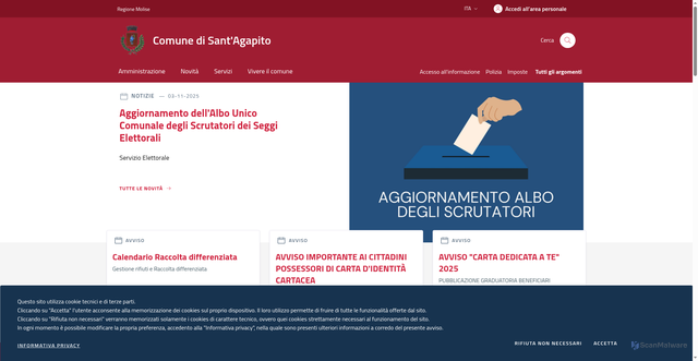 Security scan screenshot of https://www.comune.sant-agapito.is.it/