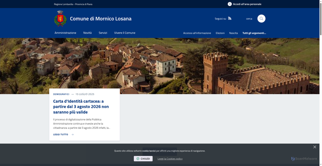 Security scan screenshot of https://www.comunemornicolosana.pv.it/it-it/home