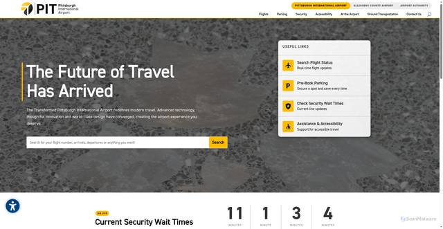 Security scan screenshot of https://flypittsburgh.com/