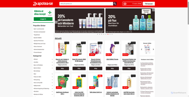 Security scan screenshot of https://s.apotea.se/