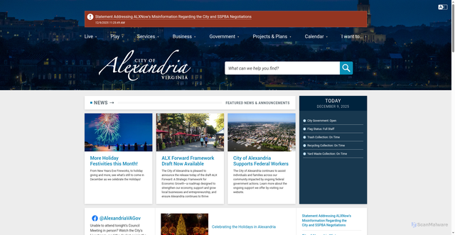 Security scan screenshot of https://alexandriava.gov/