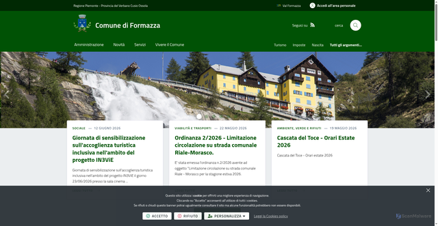 Security scan screenshot of https://www.comune.formazza.vb.it
