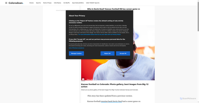 Security scan screenshot of https://www.coloradoan.com/story/sports/college/football/2024/11/23/devin-neal-kansas-rb-stats-247-rating-colorado-football/76533562007/