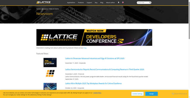 Security scan screenshot of https://www.latticesemi.com/news