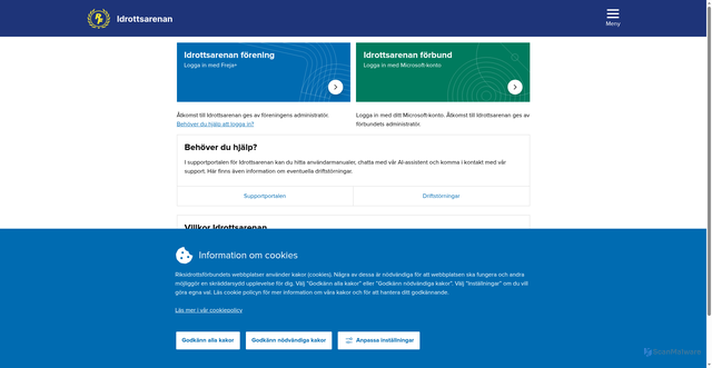 Security scan screenshot of https://idrottsarenan.se