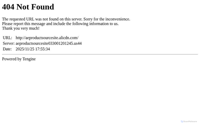 Security scan screenshot of https://aeproductsourcesite.alicdn.com/