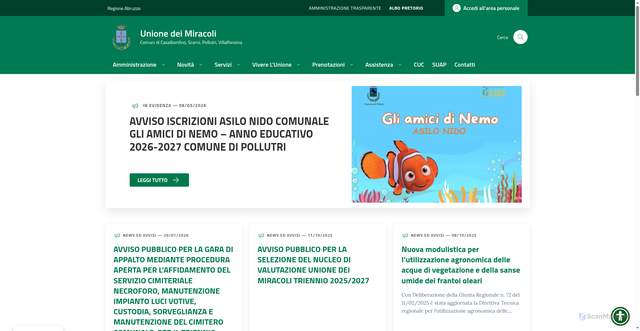 Security scan screenshot of https://unionedeimiracoli.eu/