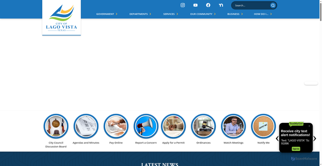 Security scan screenshot of https://lagovistatexas.gov/