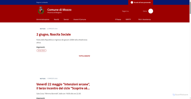 Security scan screenshot of https://www.comune.mozzo.bg.it
