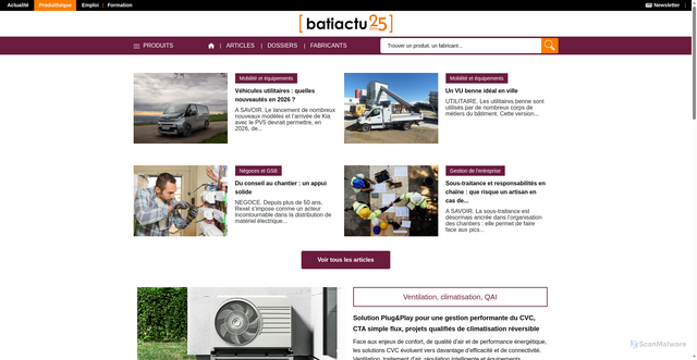 Security scan screenshot of https://produits.batiactu.com