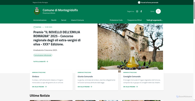 Security scan screenshot of https://comune.montegridolfo.rn.it