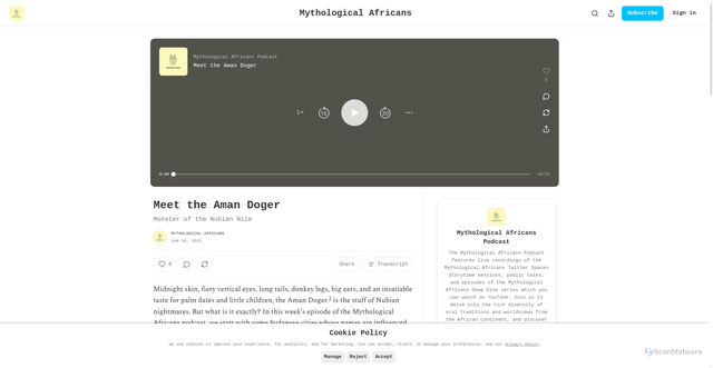 Security scan screenshot of https://mythologicalafricans.substack.com/p/meet-the-aman-doger