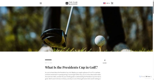 Security scan screenshot of https://theclubwasher.com/blogs/resources/what-is-the-presidents-cup-in-golf?srsltid=AU7gw4Uv2PivS1XX09iLsmay8hcP2HgqKXpVTznVZmm5WvlP6KzrqMLY