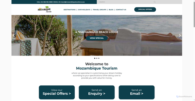 Security scan screenshot of https://www.mozambiquetourism.co.za/