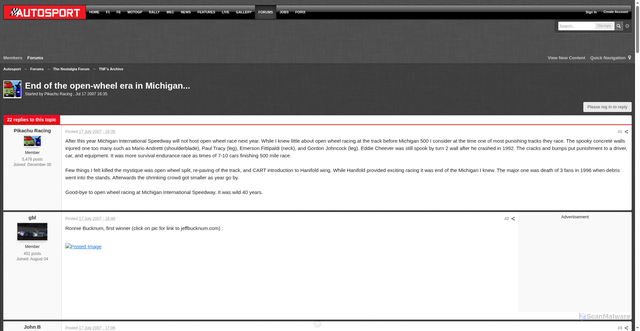 Security scan screenshot of https://forums.autosport.com/topic/95801-end-of-the-open-wheel-era-in-michigan/