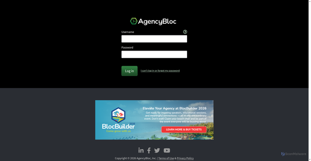 Security scan screenshot of https://app.agencybloc.com