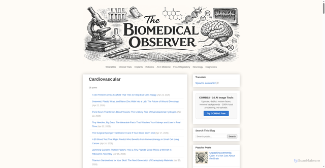 Security scan screenshot of https://biomedical-observer.pages.dev/search/label/Cardiovascular