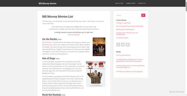 Security scan screenshot of https://www.billmurraystory.com/movie-list/