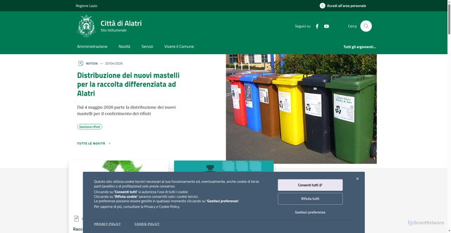 Security scan screenshot of https://www.comune.alatri.fr.it