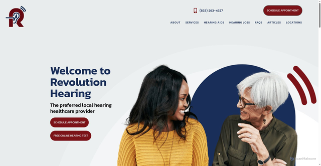 Security scan screenshot of http://revolutionhearing.com/