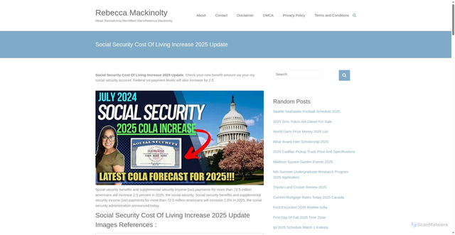 Security scan screenshot of https://rebeccamackinoltyb.pages.dev/yniwc-2025-social-security-cost-of-living-increase-2025-update-2026-mbvto/