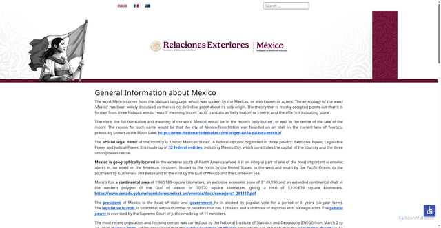Security scan screenshot of https://embamex.sre.gob.mx/australia/index.php/en/infomexieng