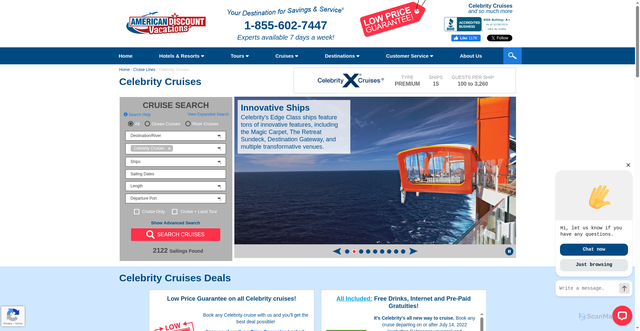 Security scan screenshot of https://nextjs.americandiscountvacations.com/cruiselines/celebrity-cruises