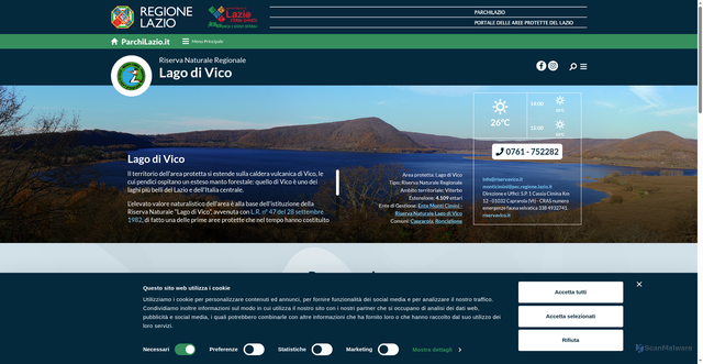 Security scan screenshot of https://www.parchilazio.it/vico
