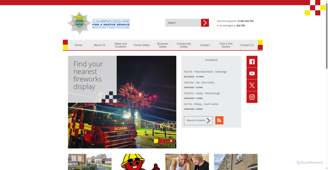 Security scan screenshot of https://www.cambsfire.gov.uk/