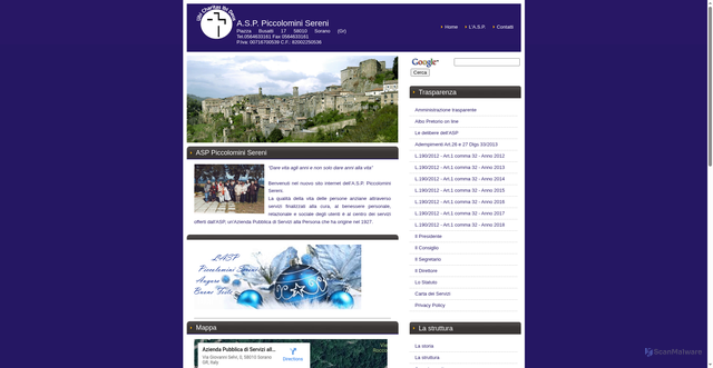 Security scan screenshot of https://www.asp-piccolominisereni.it/